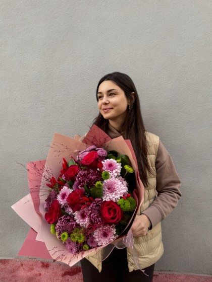 Kırmızlı pembeli buket