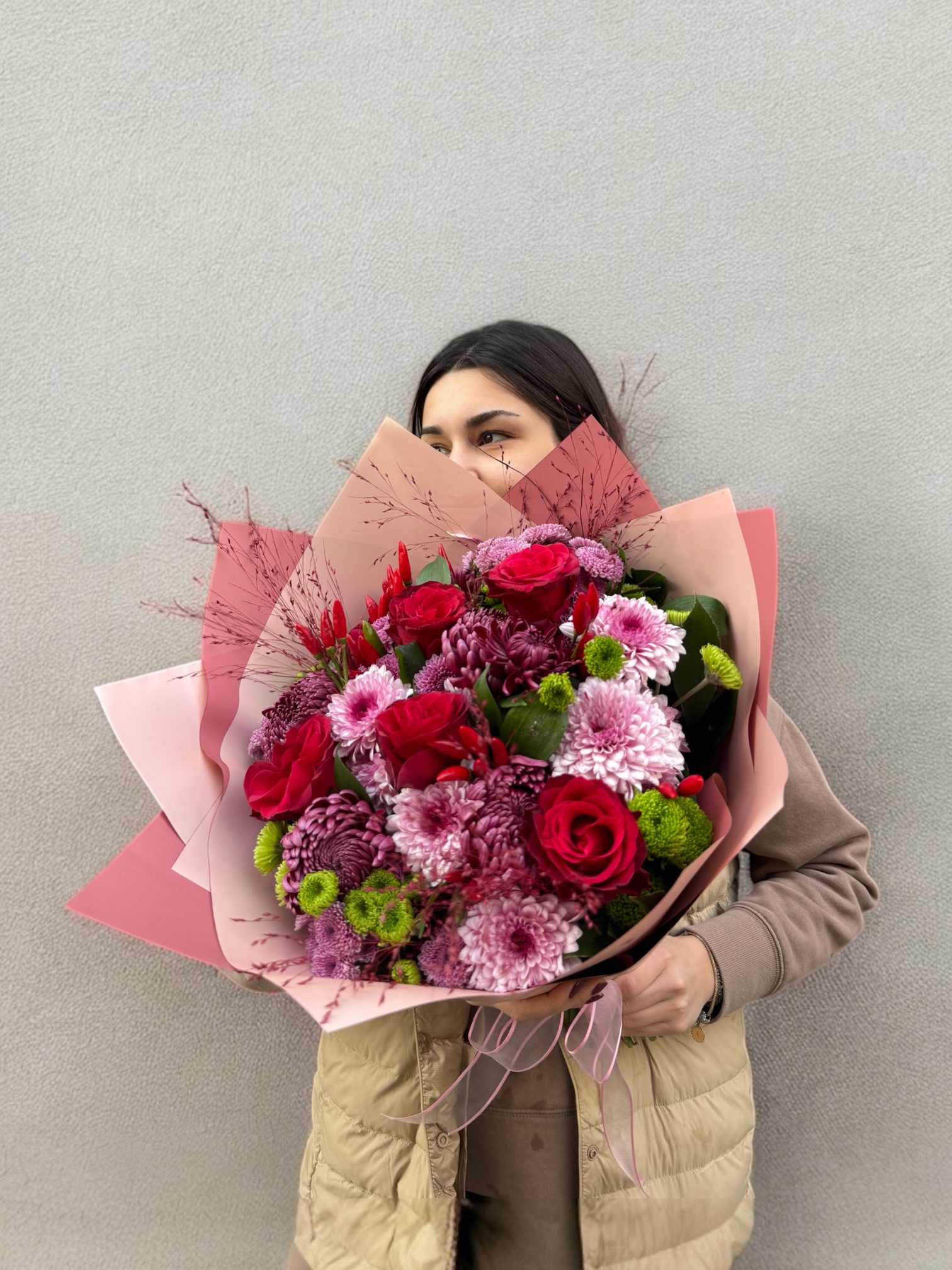 Kırmızlı pembeli buket